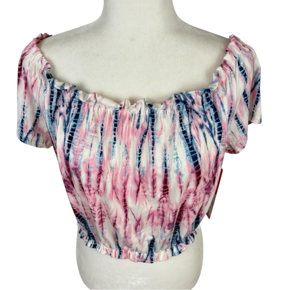 Shosho Tie Dye Off The Shoulder Crop Top Size Large NWT - Picture 2 of 8